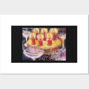 Birthday Cake with six candles Posters and Art